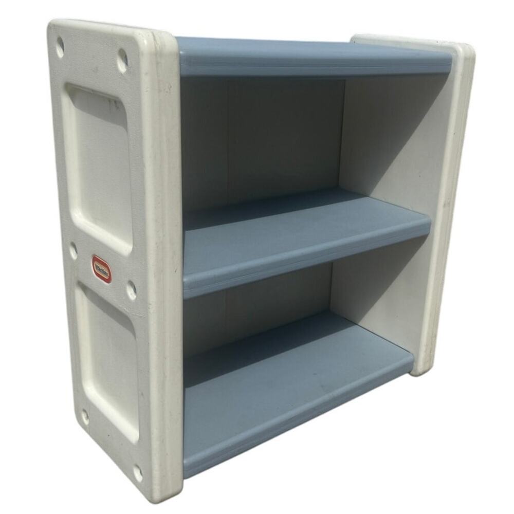 🪑 Vintage 80s 90s Little Tikes Plastic Kids Shelf Blue White Retro Storage